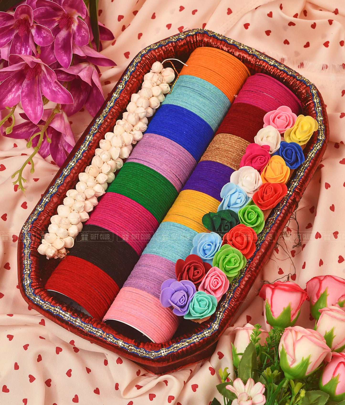 (RU 8) ফুলঝুরি - Exclusive Gajra & Rose Churi Set