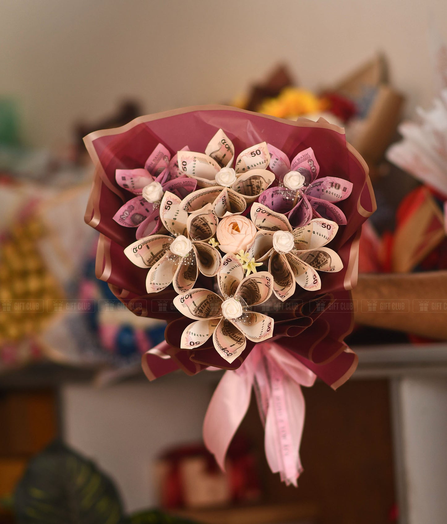 Salami 20 :"Maroon Floral" – Premium Salami Bouquet (660tk)