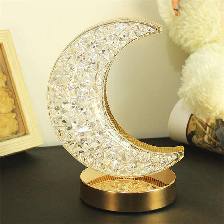 Moon Lamp - Modern Rechargeable Metal & Crystal Touch Lamp