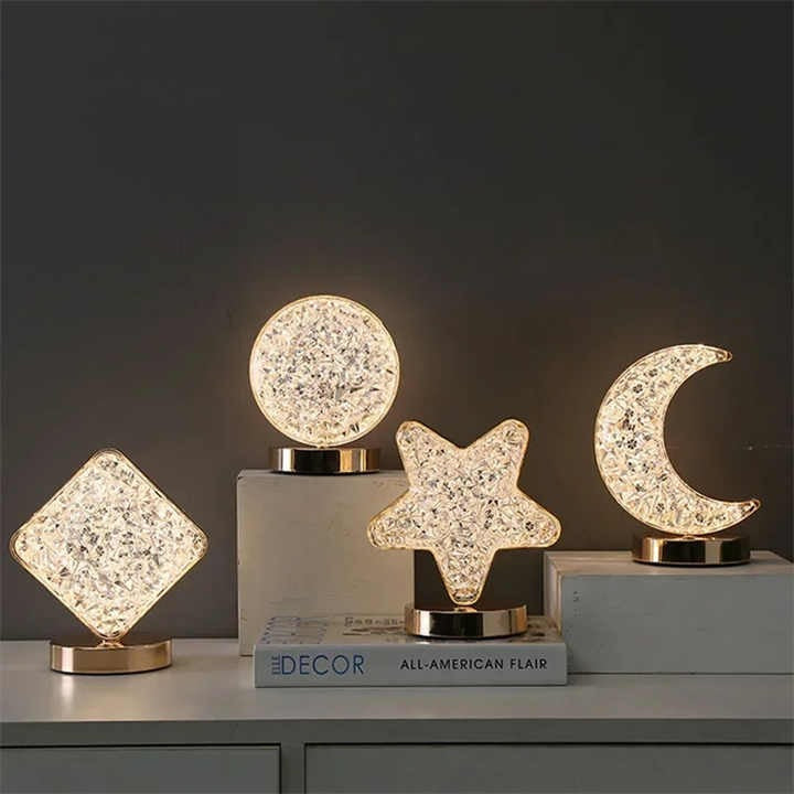 Moon Lamp - Modern Rechargeable Metal & Crystal Touch Lamp