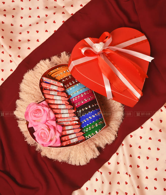 "মিষ্টি অভিমান (LX01)" - Chocolate & Velvet Churi Heart Box