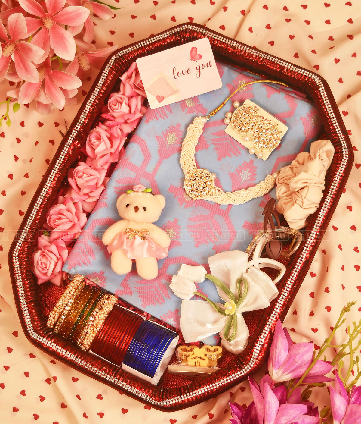 "গোলাপী স্বপ্ন (SD 03)" - Exclusive Saree Dala Gift Package