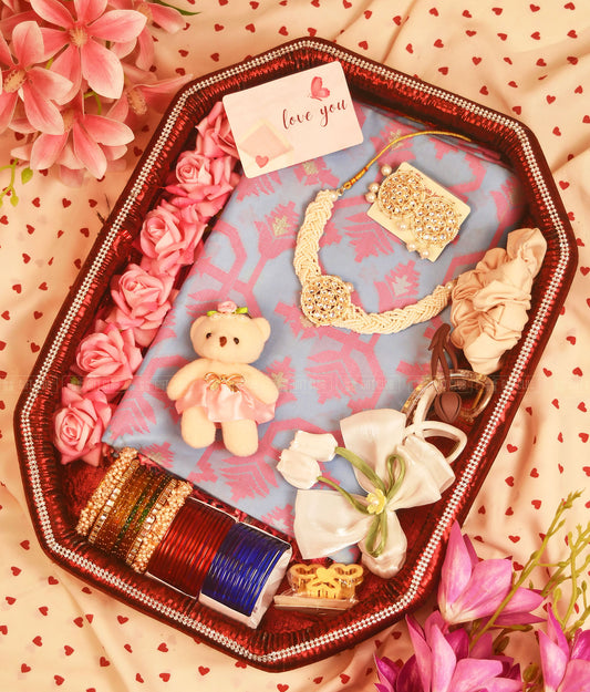 "গোলাপী স্বপ্ন (SD 03)" - Exclusive Saree Dala Gift Package