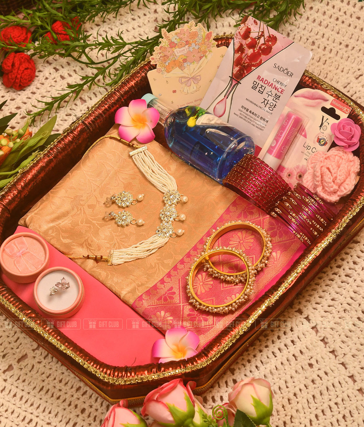 "স্বর্ণলতা (SD 04)" - Exclusive Saree & Beauty Dala Package