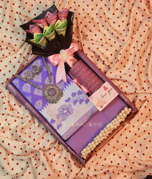 Eidi 3: "Royal Purple" Eid Special Saree & Salami Hamper