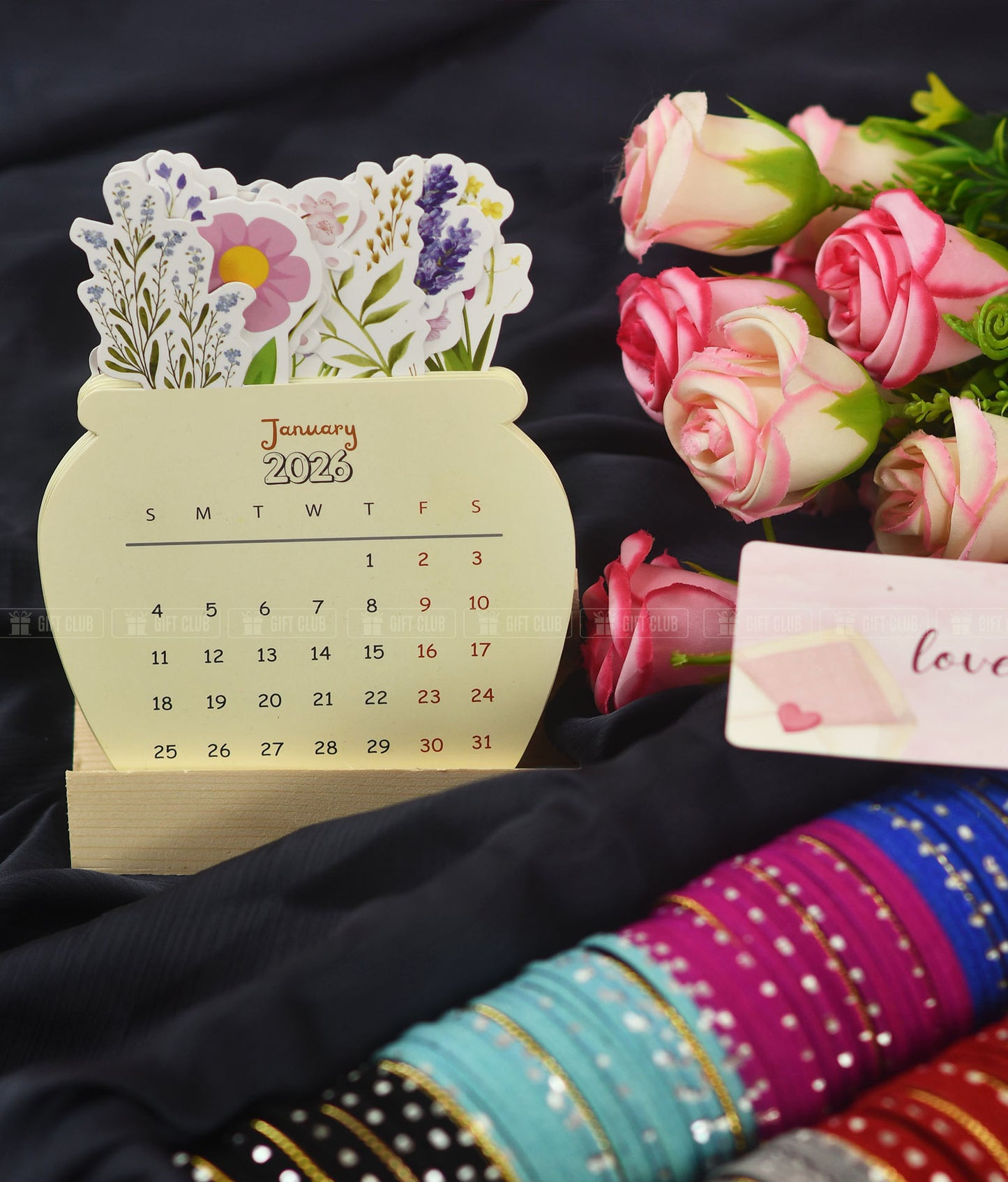 Churi 07 + Floral Calendar | 14 Dozon Velvet Cutting Churi with Floral Calendar